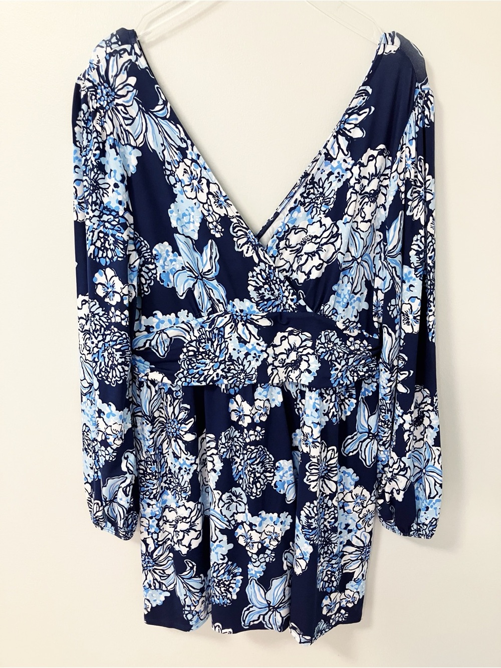 Lilly Pulitzer | Blue Riza Low Tide Floral Romper XL Boho Tropical Vacation
